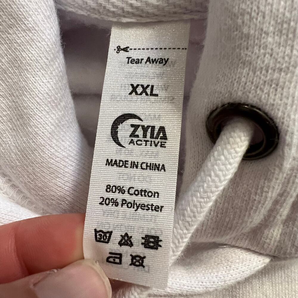 Zyia Active Sweatshirt Womens XXL White Logo Band Crop Shirt Hoodie - Picture 5 of 6